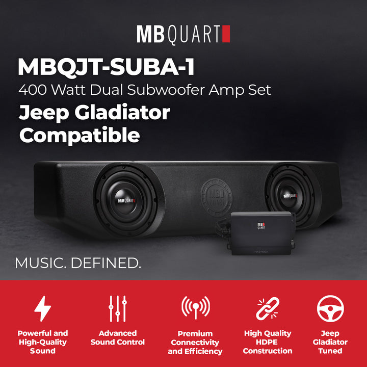 MB Quart Jeep Gladiator Compatible 400 Watt Dual Subwoofer Amp Set, MBQJT-SUBA-1
