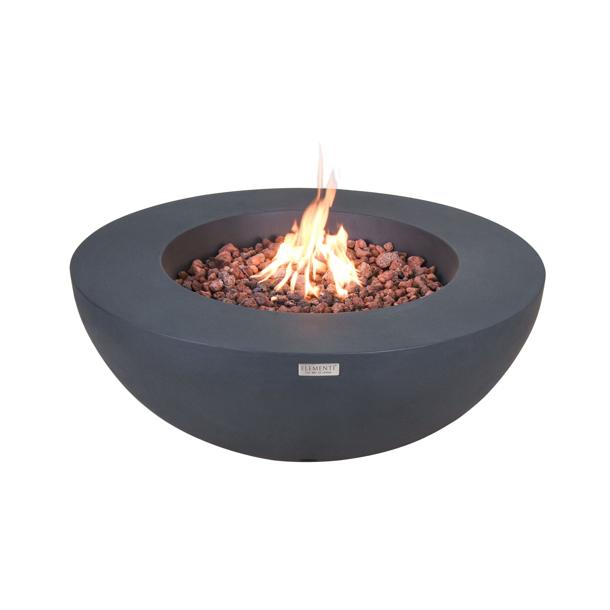 Elementi Natural Gas Lunar Bowl Fire Pit w/Auto Ignition, Dark Grey (Open Box) - VMInnovations