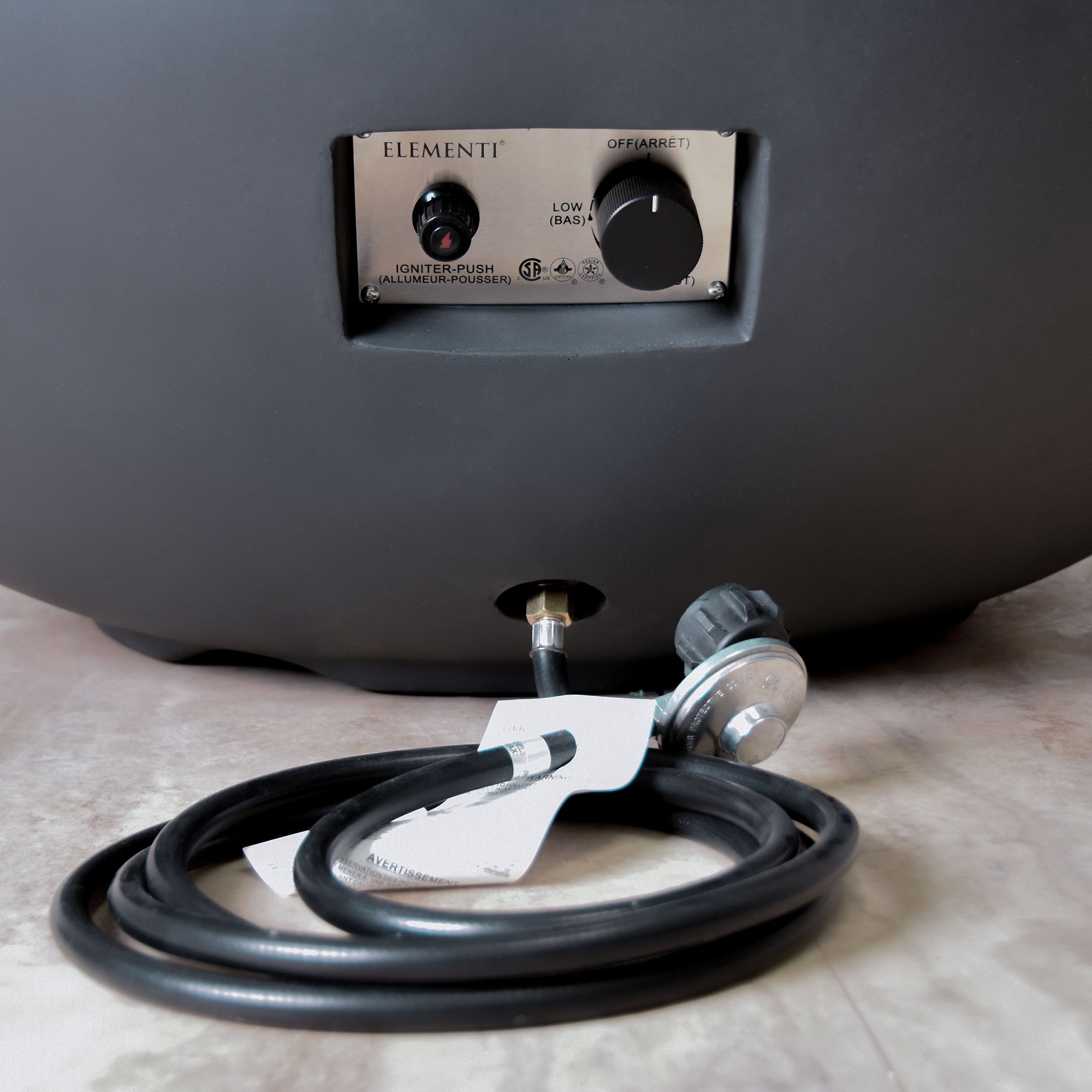 Elementi Natural Gas Lunar Bowl Fire Pit w/Auto Ignition, Dark Grey (Open Box) - VMInnovations