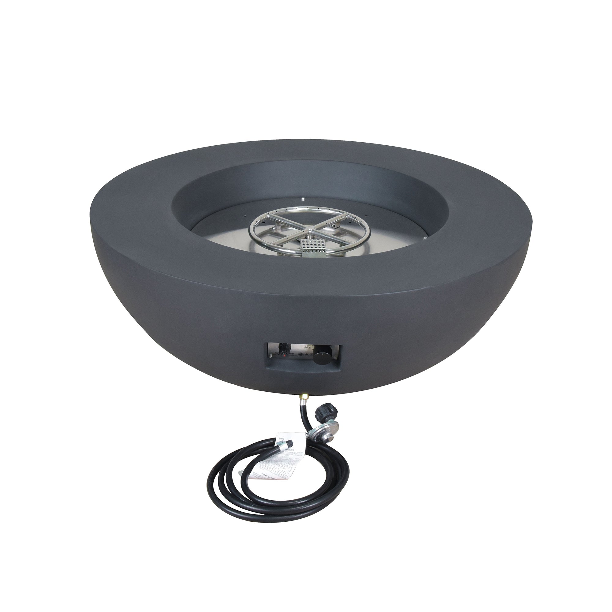 Elementi Natural Gas Lunar Bowl Fire Pit w/Auto Ignition, Dark Grey (Open Box) - VMInnovations