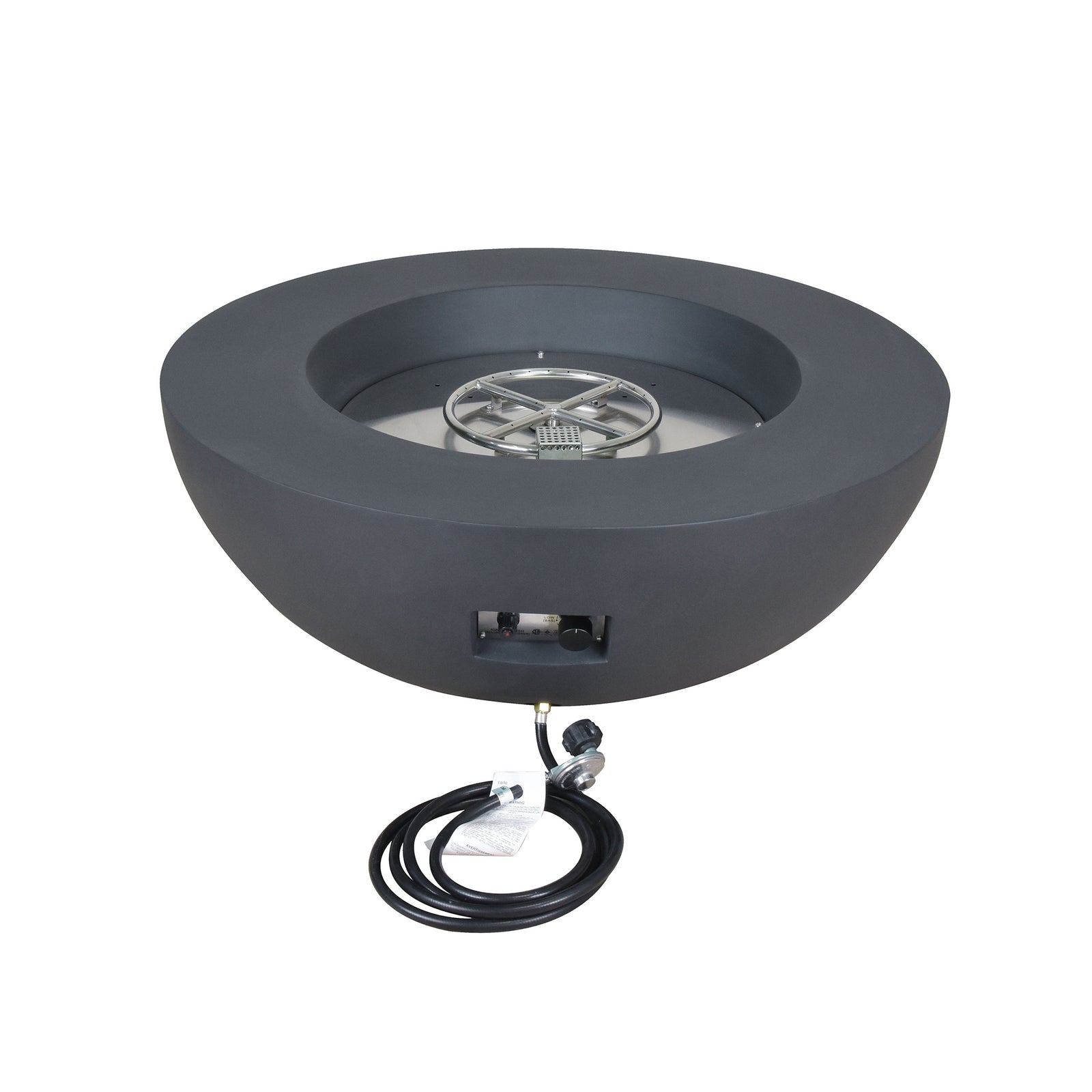 Elementi Natural Gas Lunar Bowl Fire Pit w/Auto Ignition, Dark Grey (Open Box) - VMInnovations