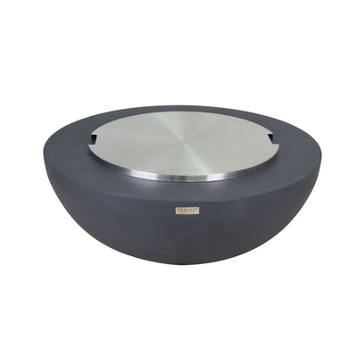 Elementi Natural Gas Concrete Lunar Bowl Fire Pit with Auto Ignition, Dark Grey - VMInnovations