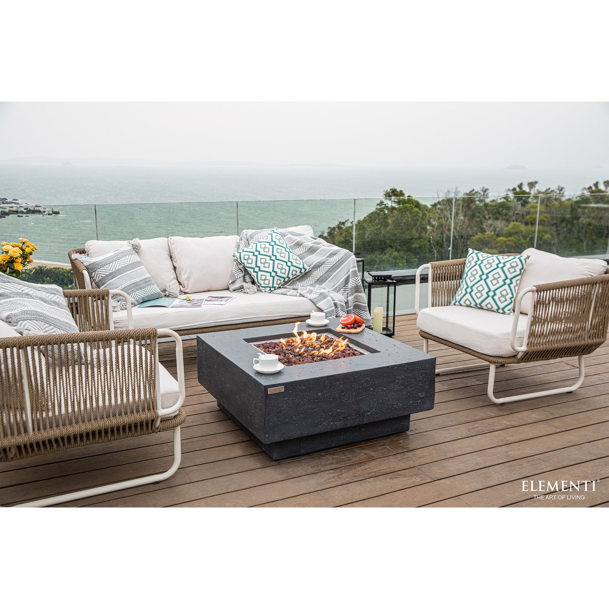 Elementi Manhattan 36" Concrete Outdoor 45,000 BTU Liquid Propane Fire Pit Table