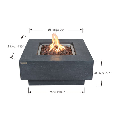 Elementi Manhattan 36" Concrete Outdoor 45,000 BTU Natural Gas Fire Pit Table - VMInnovations