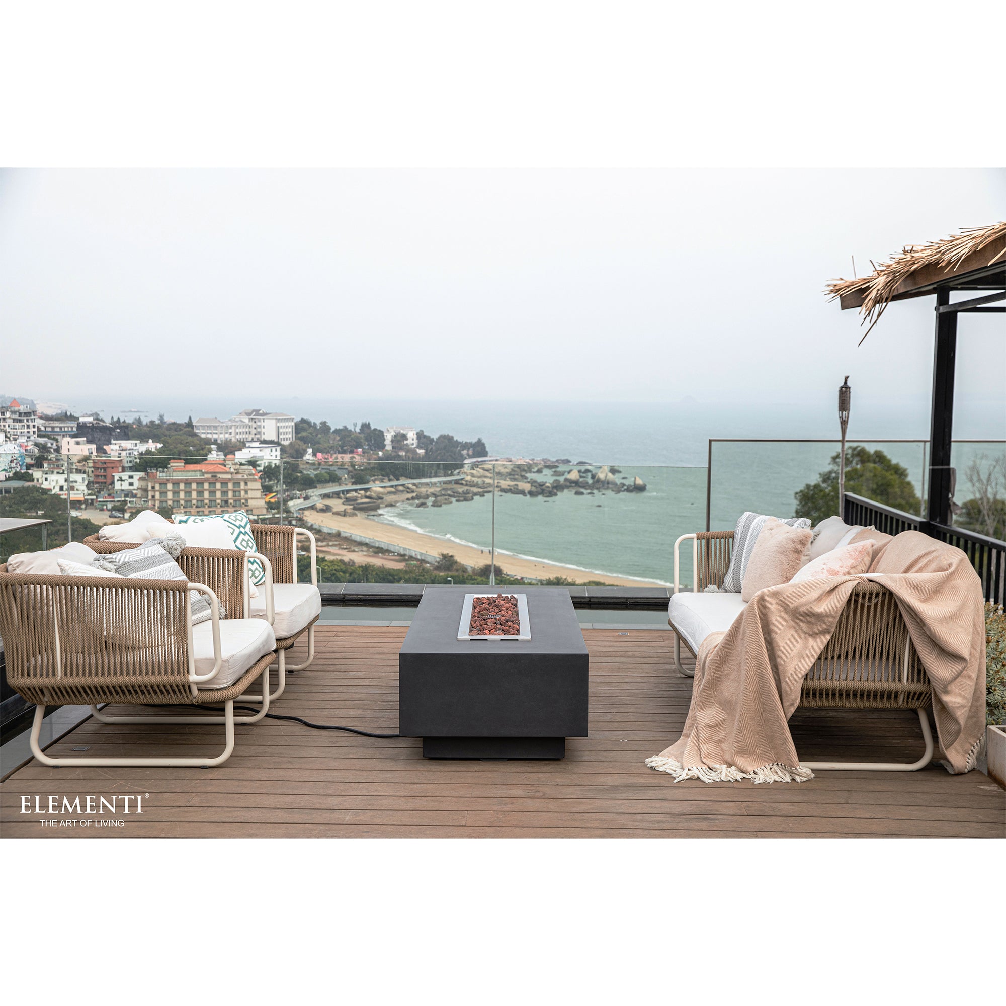 Elementi Granville 60" Concrete Outdoor 45,000 BTU Liquid Propane Fire Pit Table