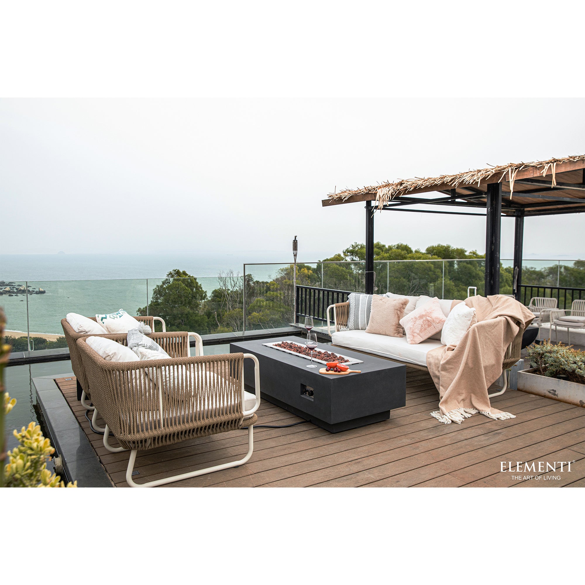 Elementi Granville 60" Concrete Outdoor 45,000 BTU Liquid Propane Fire Pit Table
