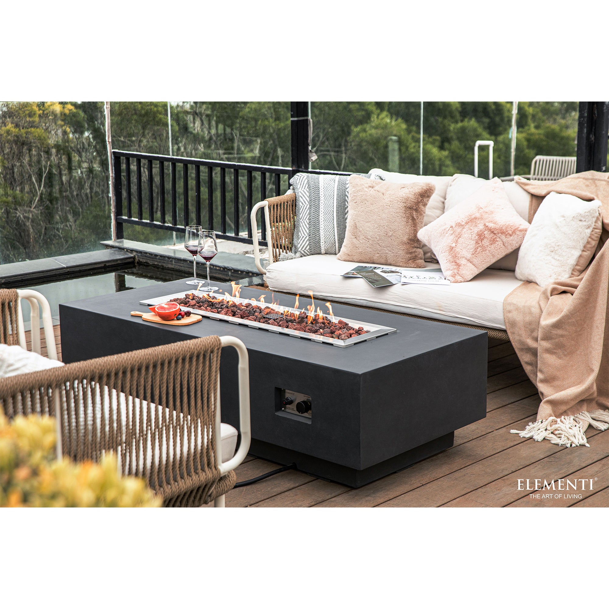 Elementi Granville 60" Concrete Outdoor 45,000 BTU Liquid Propane Fire Pit Table