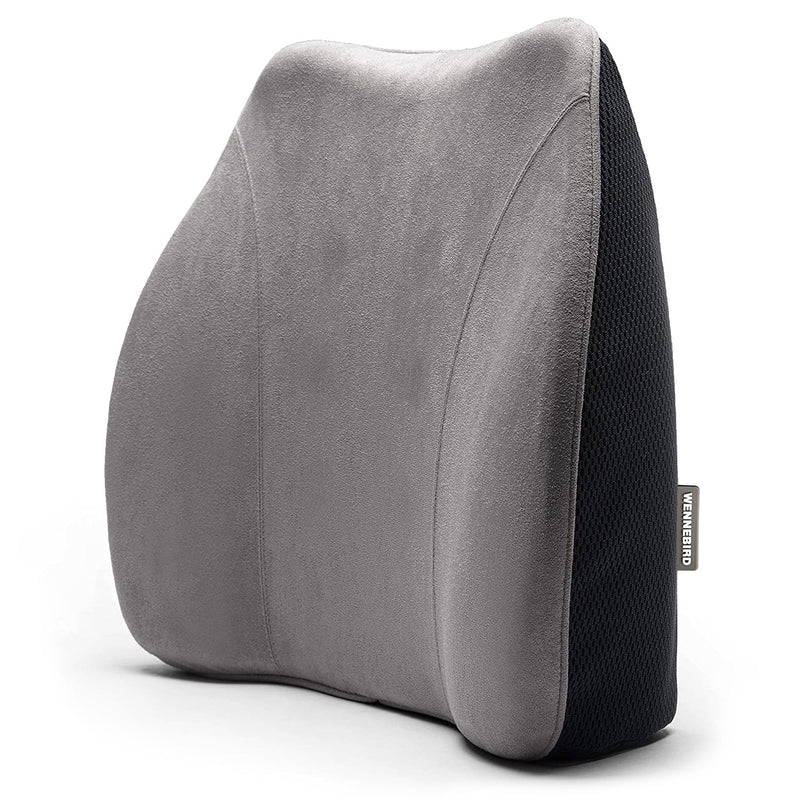 WENNEBIRD Model Q Lumbar Memory Foam Support Pillow to Improve Posture, Grey