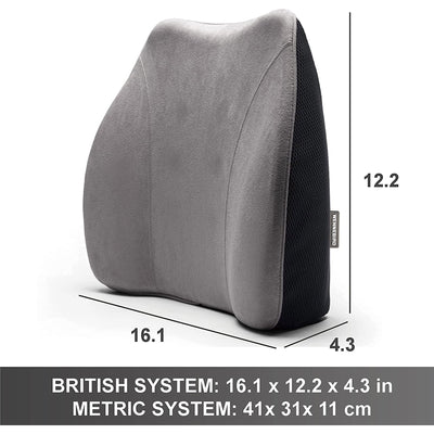 WENNEBIRD Model Q Lumbar Memory Foam Support Pillow to Improve Posture, Grey - VMInnovations