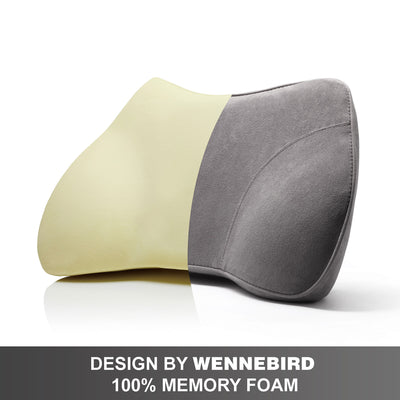 WENNEBIRD Model B Lumbar Memory Foam Support Pillow to Improve Posture, Grey