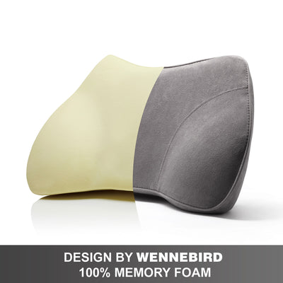 WENNEBIRD Lumbar Memory Foam Support Pillow to Improve Posture, Grey (Used)