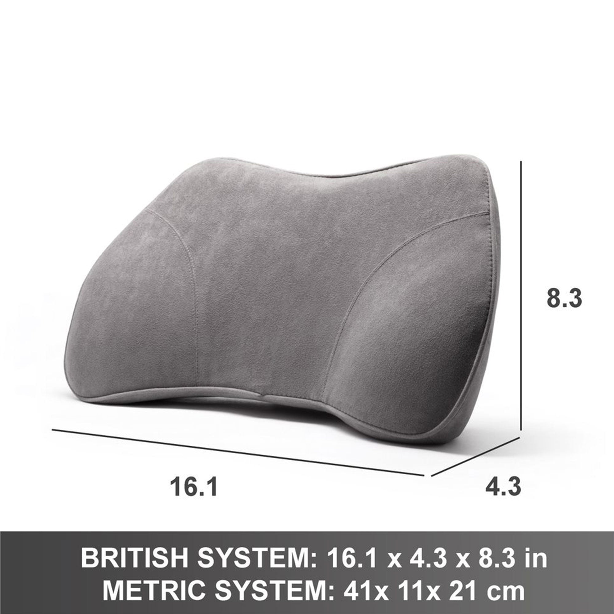 WENNEBIRD Lumbar Memory Foam Support Pillow to Improve Posture, Grey (Used)