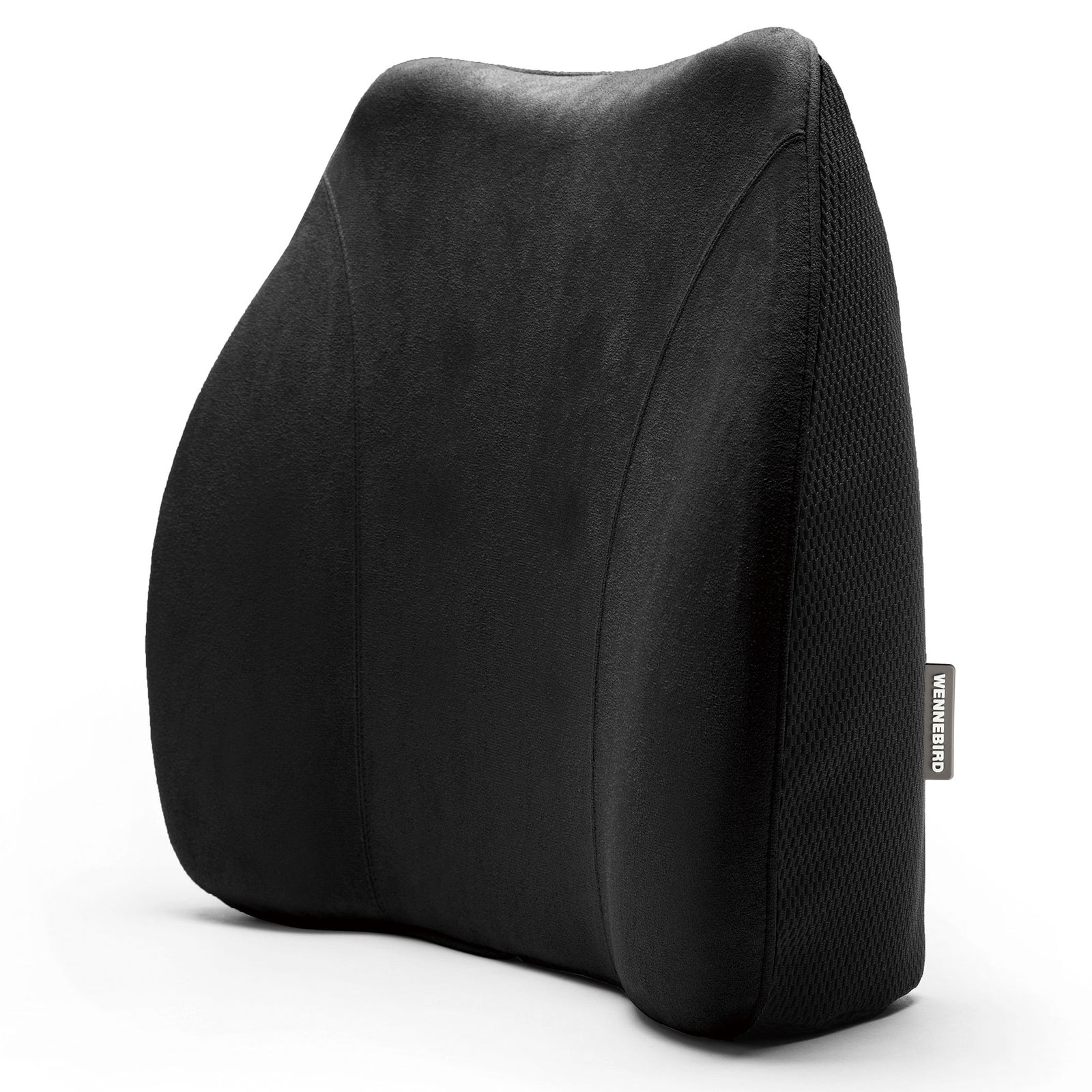 WENNEBIRD Model Q Lumbar Memory Foam Support Pillow to Improve Posture, Black - VMInnovations