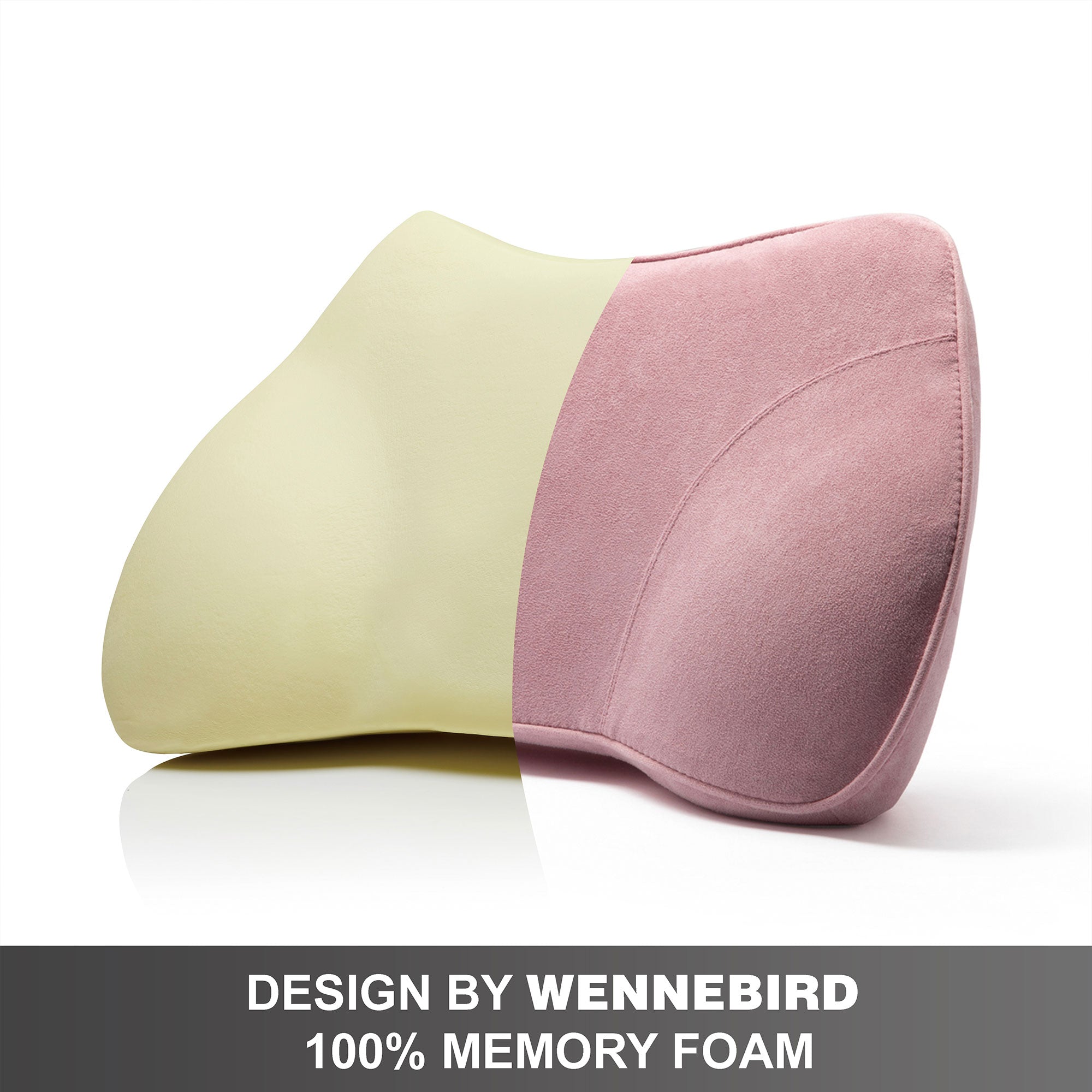 WENNEBIRD Model B Lumbar Memory Foam Support Pillow to Improve Posture, Pink