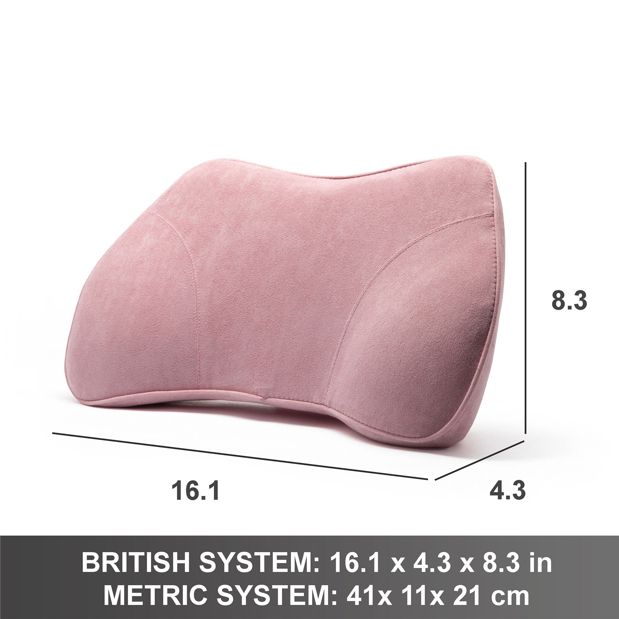 WENNEBIRD Model B Lumbar Memory Foam Support Pillow to Improve Posture, Pink