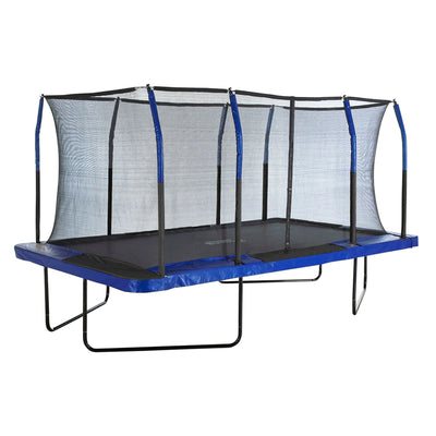 Machrus Upper Bounce 8 x 14 Ft Rectangular Trampoline & Enclosure, Blue/Black