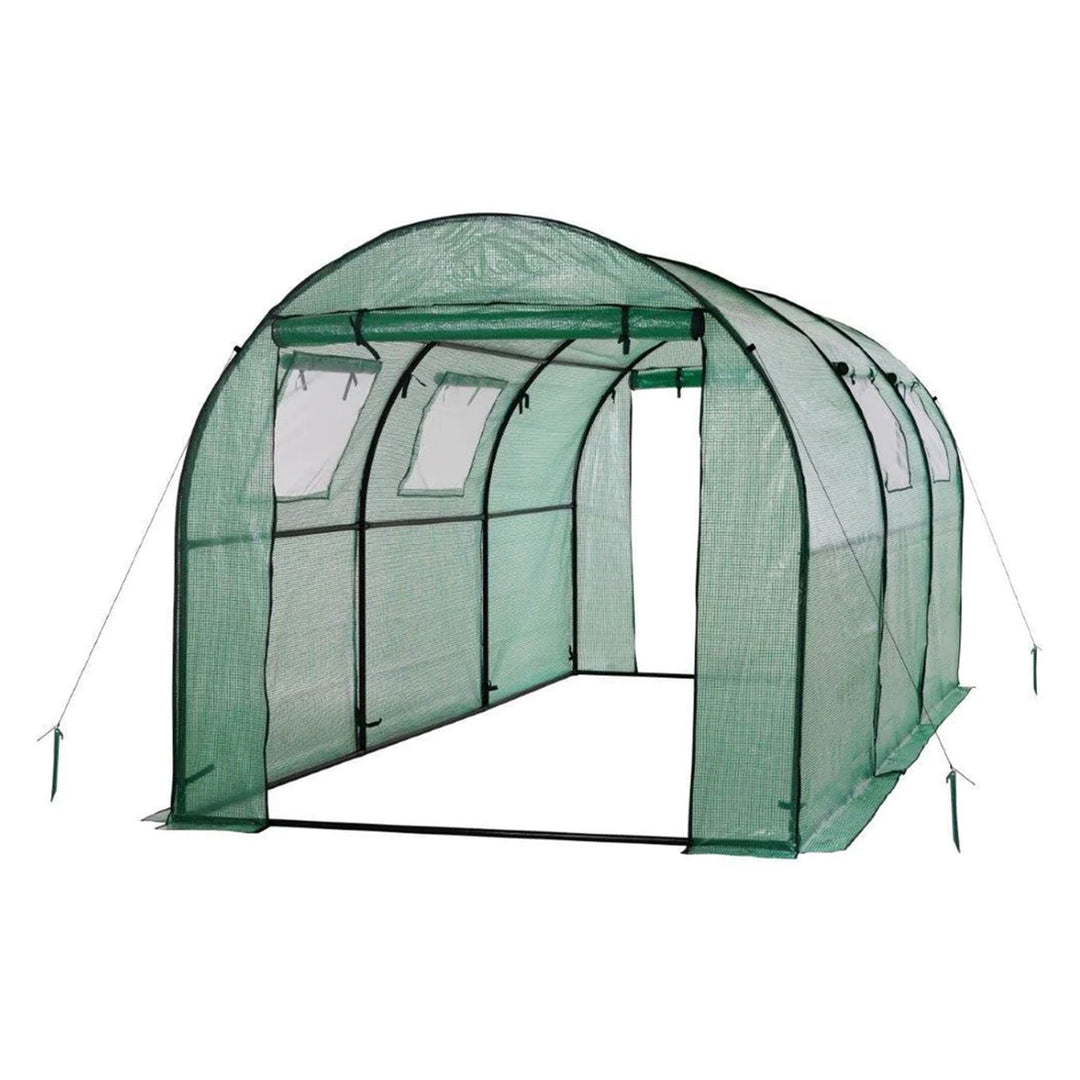 Upper Bounce Ogrow 2 Door Walk In Greenhouse with Ventilation Windows, Green - VMInnovations