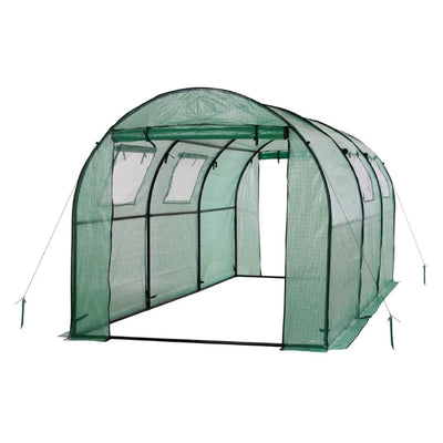Upper Bounce Ogrow 2 Door Walk In Greenhouse with Ventilation Windows, Green - VMInnovations