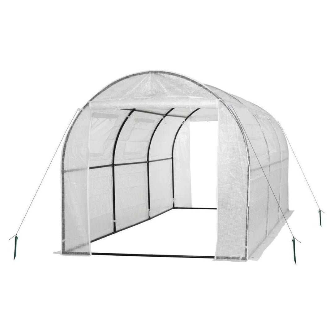 Upper Bounce Ogrow 2 Door Walk In Greenhouse with Ventilation Windows, White - VMInnovations