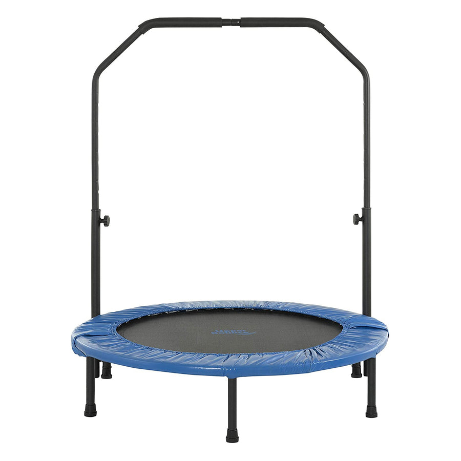 Upper Bounce 48-In Round Foldable Rebounder Fitness Trampoline w/ Adjustable Bar - VMInnovations