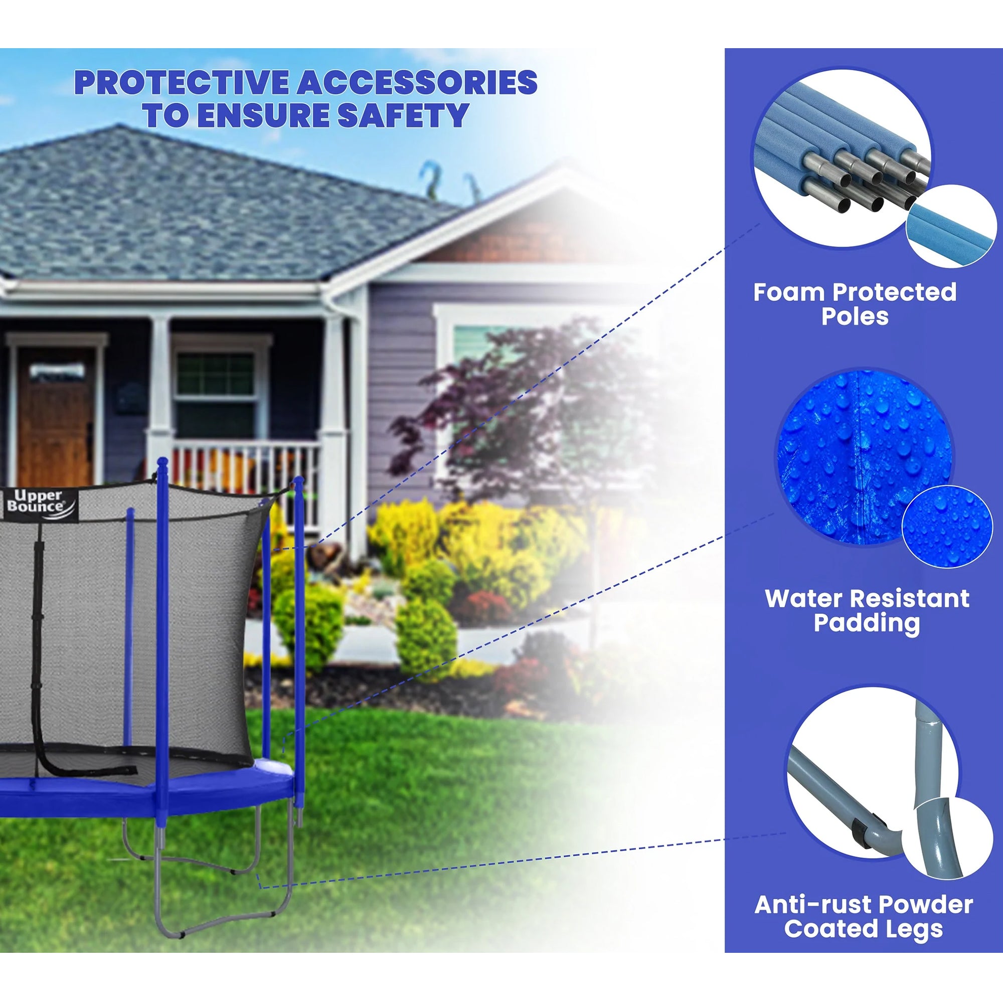 Machrus Upper Bounce 15 Foot Round Outdoor Trampoline Set with Safety Enclosure