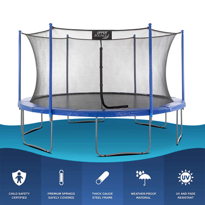 Machrus Upper Bounce 15 Foot Round Outdoor Trampoline Set with Safety Enclosure