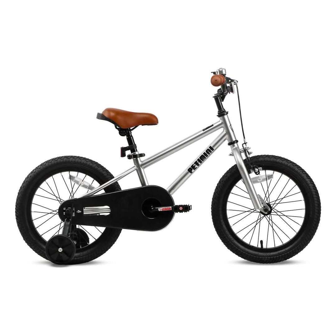 Petimini 16 In BMX Style Kids Bike w/Training Wheels, Silver (Used)
