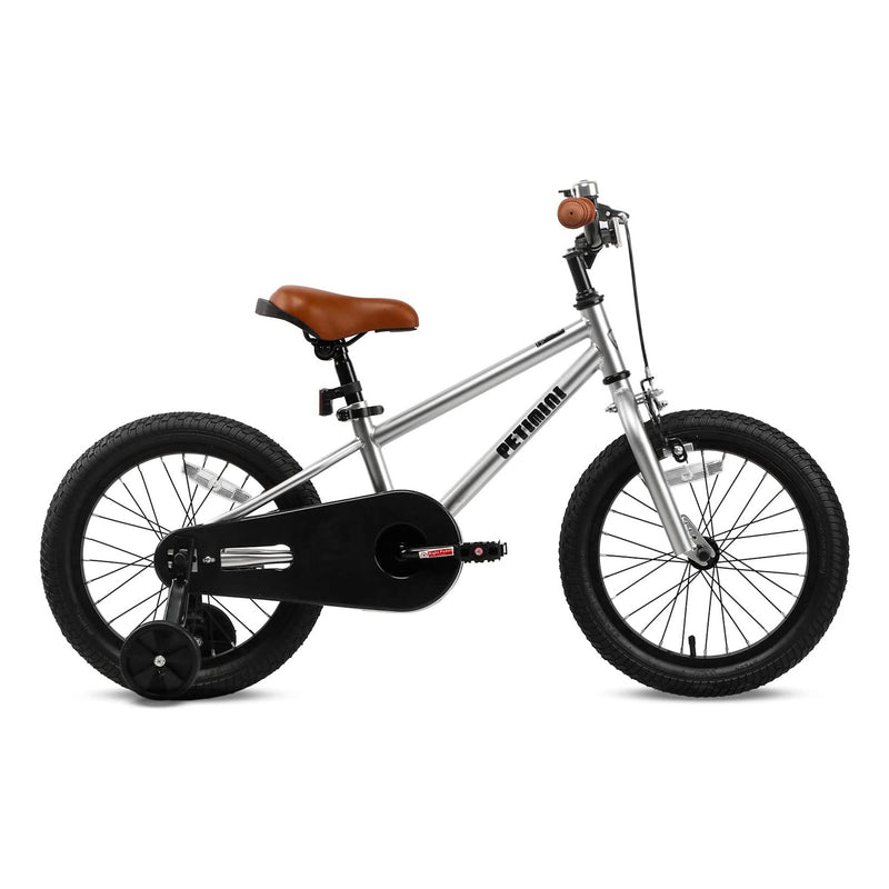 Petimini 16 In BMX Style Kids Bike w/Training Wheels, Silver (Used)