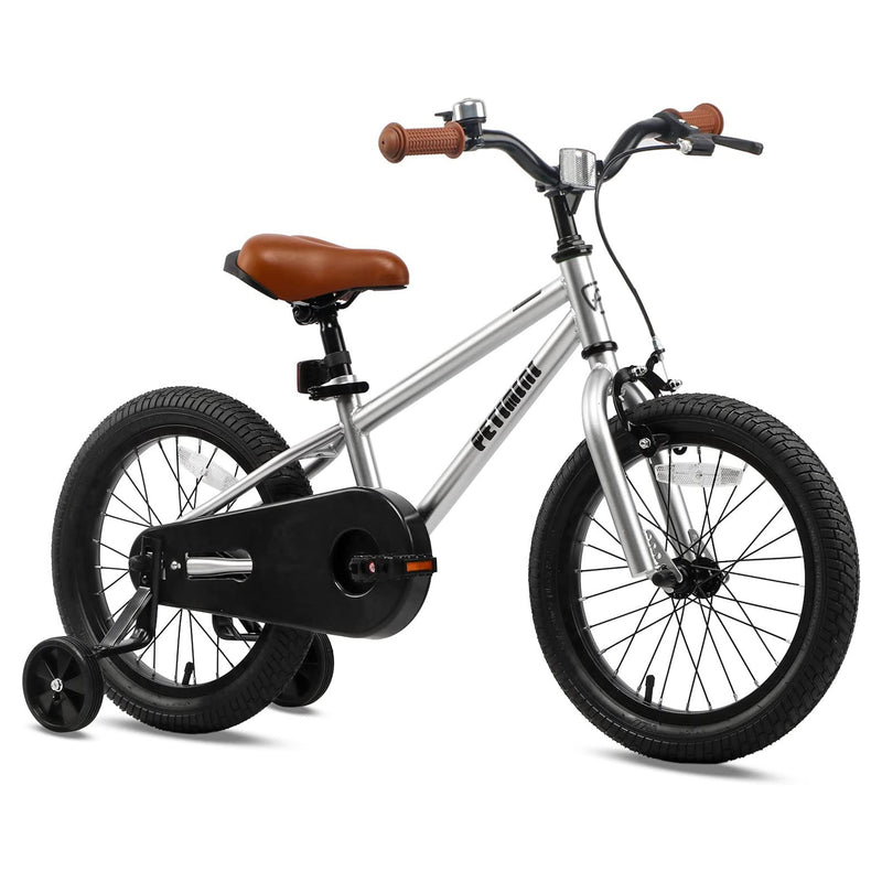 Petimini 16 In BMX Style Kids Bike w/Training Wheels, Silver (Used)