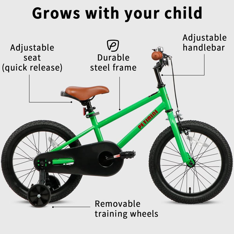 16 In BMX Style Kids Bike w/ Training Wheels for 4-7 Years Old, Green (Open Box)