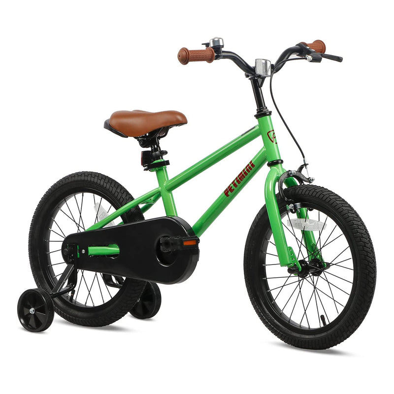 16 In BMX Style Kids Bike w/ Training Wheels for 4-7 Years Old, Green (Open Box)