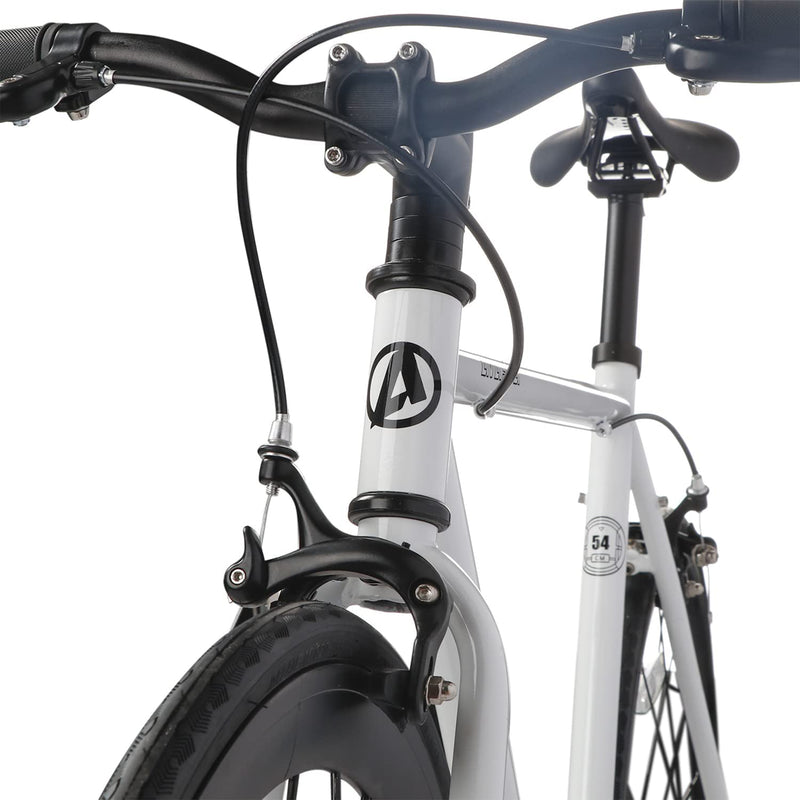 AVASTA 700C 58 In Single Speed Loop Fixed Gear Urban Commuter Fixie Bike, White