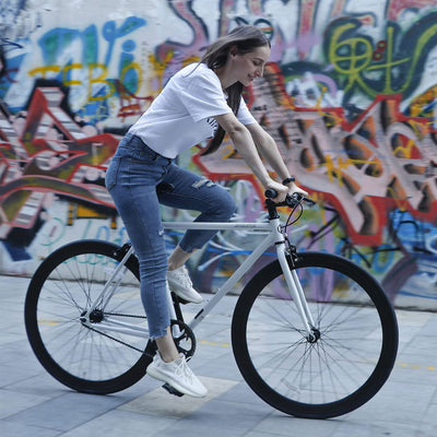 AVASTA 700C 54 In Single Speed Loop Fixed Gear Urban Fixie Bike, White (Used) - VMInnovations