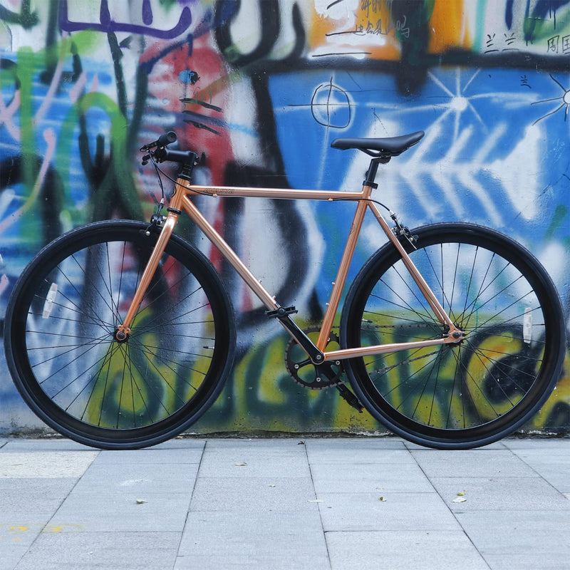 AVASTA 700C 58 In Single Speed Loop Fixed Gear Urban Commuter Fixie Bike, Copper