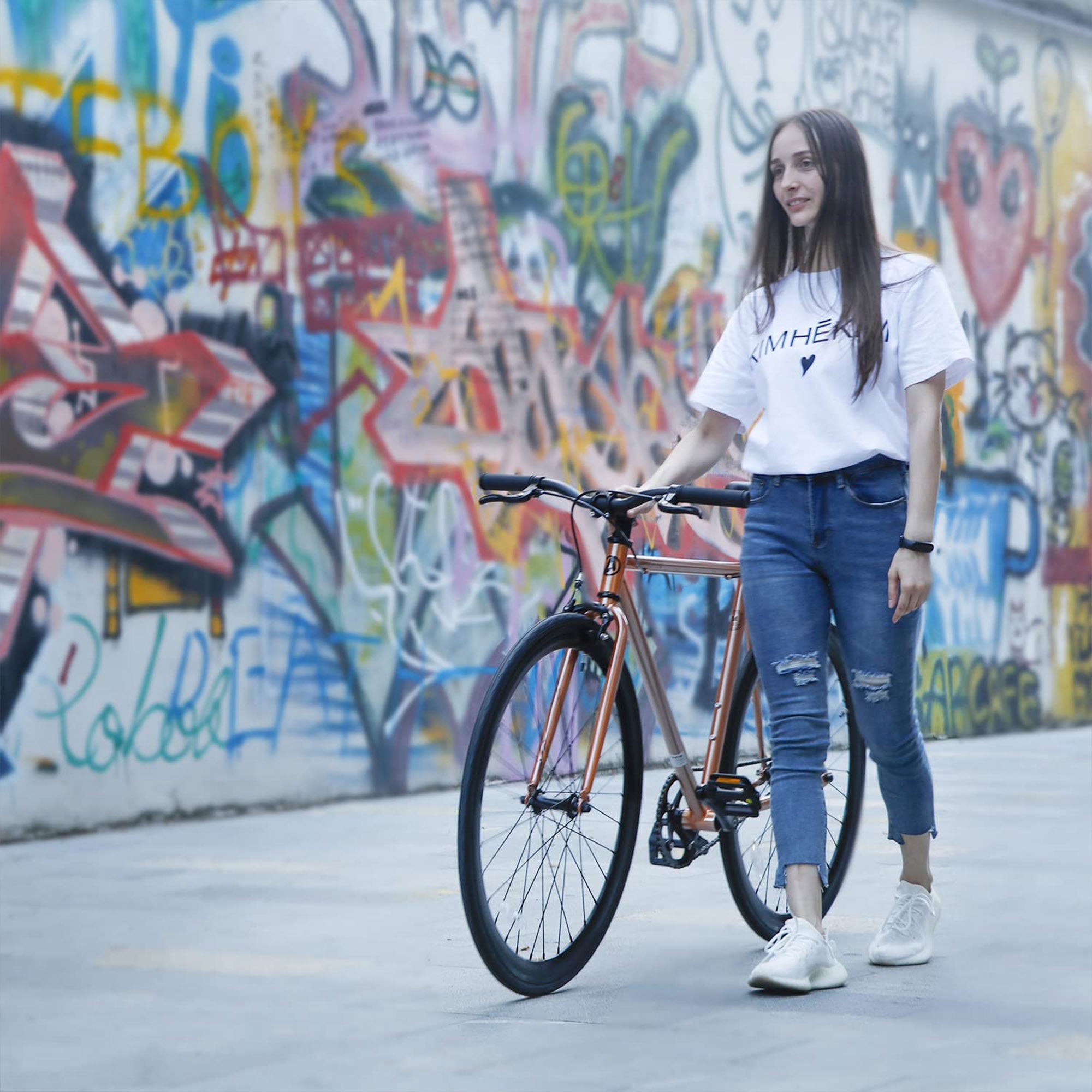 AVASTA 700C 54 In Single Speed Fixed Gear Commuter Fixie Bike, Copper (Open Box) - VMInnovations