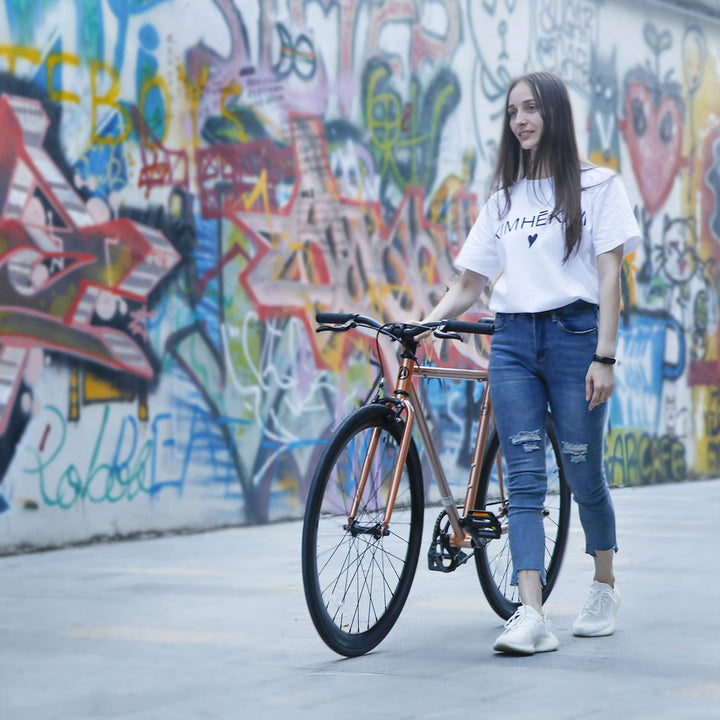 AVASTA 700C 54 In Single Speed Fixed Gear Commuter Fixie Bike, Copper (Open Box)