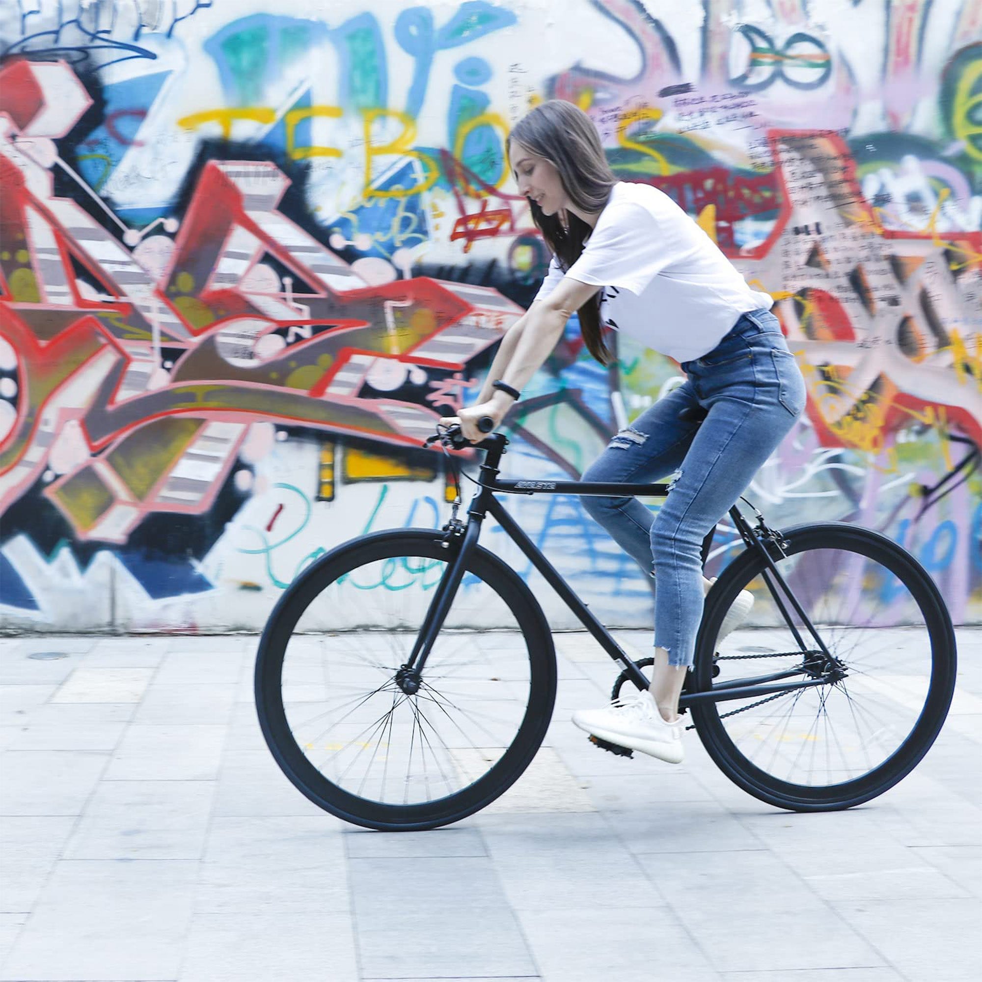 AVASTA 700C 47 In Single Speed Loop Fixed Gear Commuter Fixie Bike, Black (Used) - VMInnovations