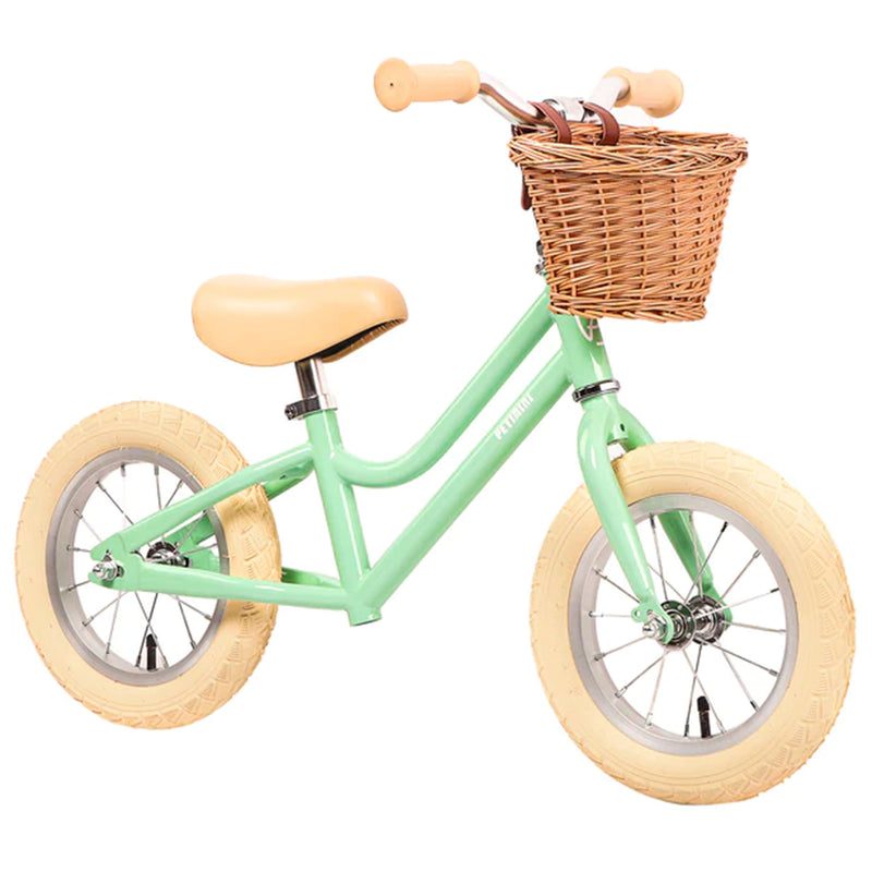 Petimini 12in Kids Beginner Balance Bike w/Basket for 2-6 Year Olds, Mint Green