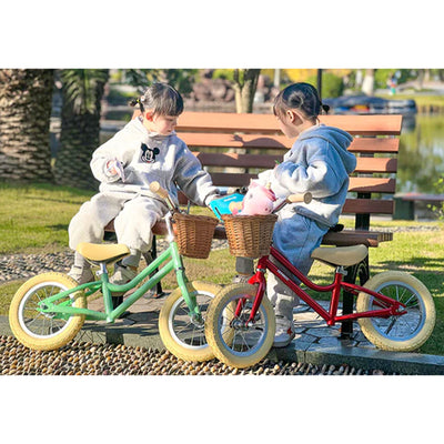 Petimini 12in Kids Beginner Balance Bike w/Basket for 2-6 Year Olds, Mint Green