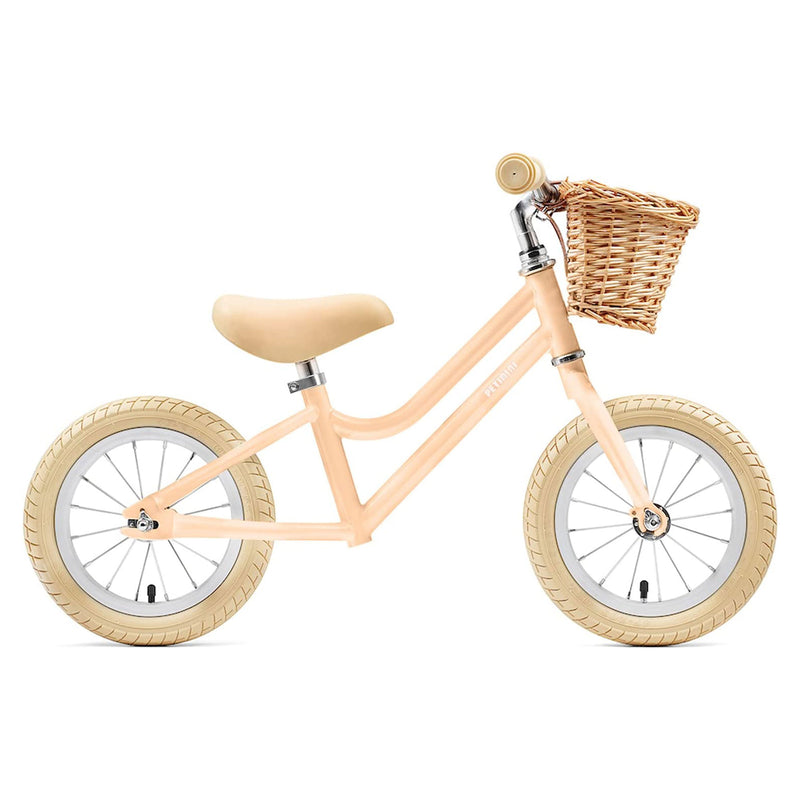 Petimini 12 Inch Kids Beginner Balance Bike with Basket for 2-6 Year Olds, Peach