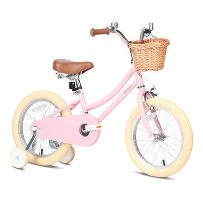 Petimini 18" Child Bicycle with Basket, Bell, and Training Wheels, Pink (Used)