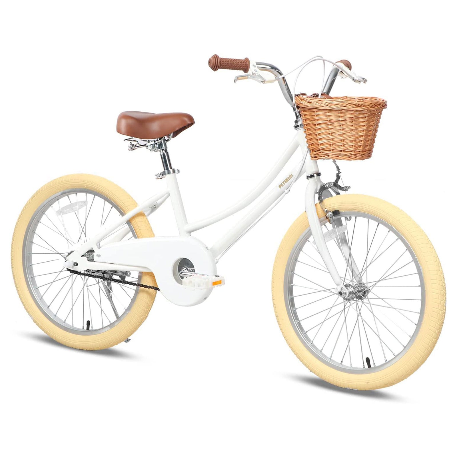 Petimini 18" Child Bicycle w/ Kickstand, Basket, and Training Wheels, Wht (Used) - VMInnovations