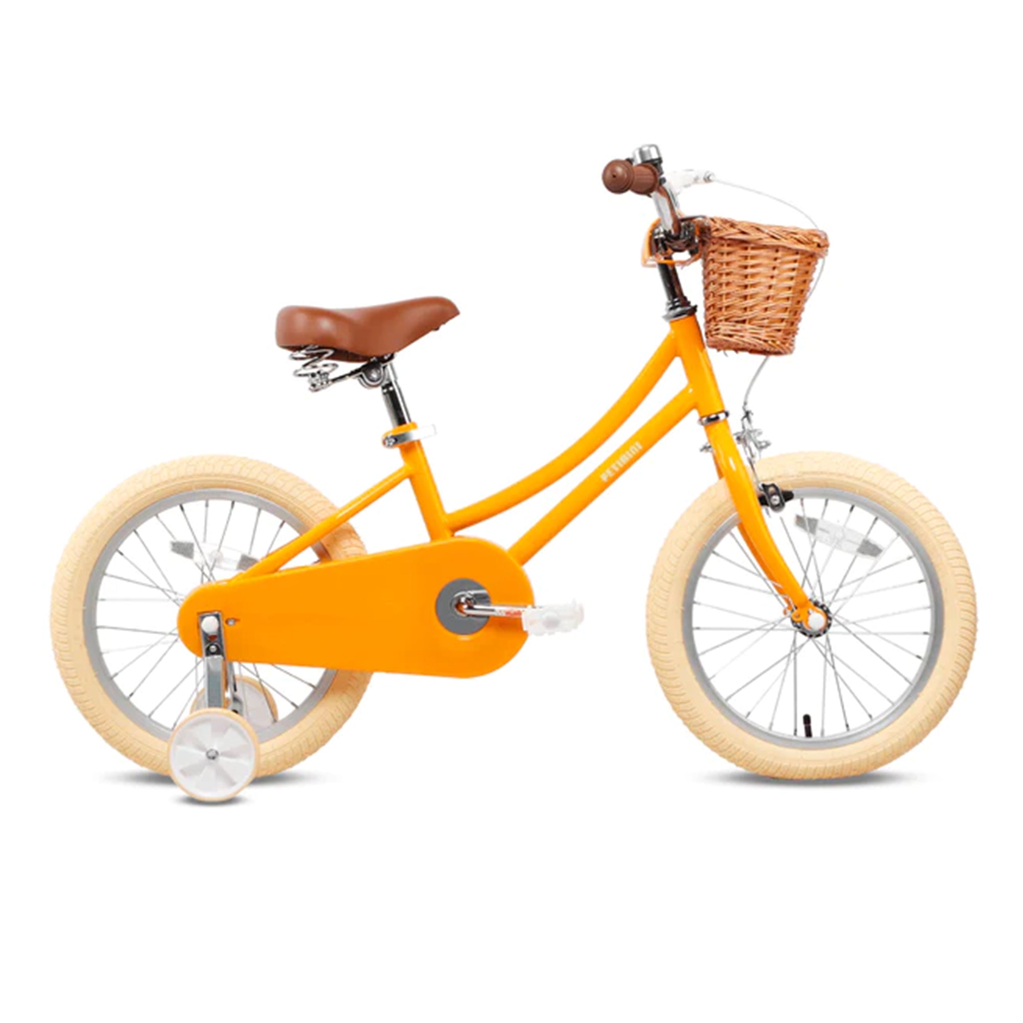 Petimini 18" Child Bicycle with Basket, Bell, and Training Wheels, Yellow (Used) - VMInnovations