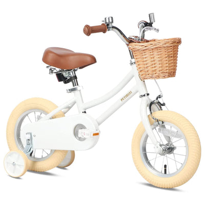 Petimini 14 " Child Bicycle w/ Basket, Bell, and Training Wheels, White (Used)