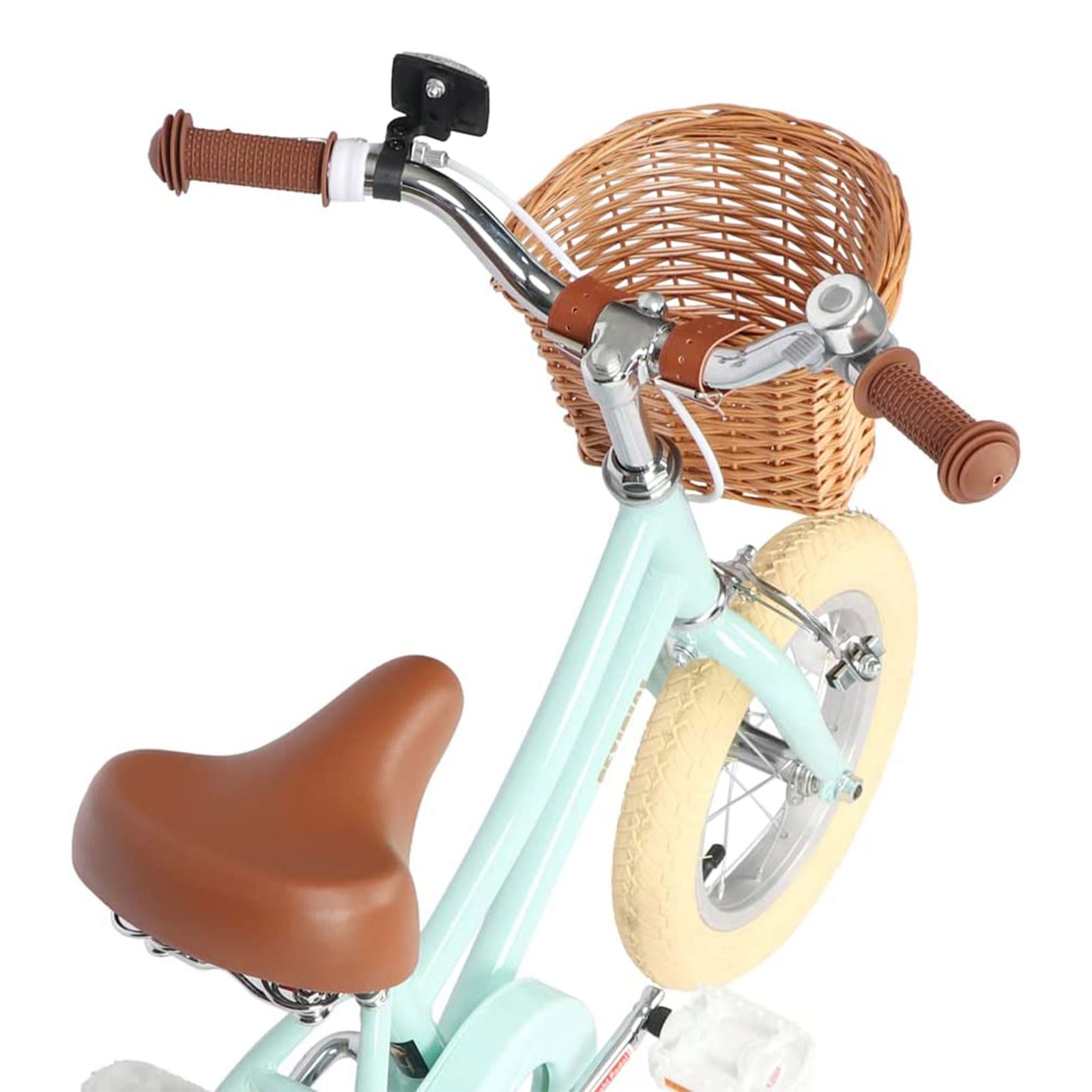 Petimini 14" Child Bicycle with Basket, Bell, and Training Wheels, Mint (Used) - VMInnovations