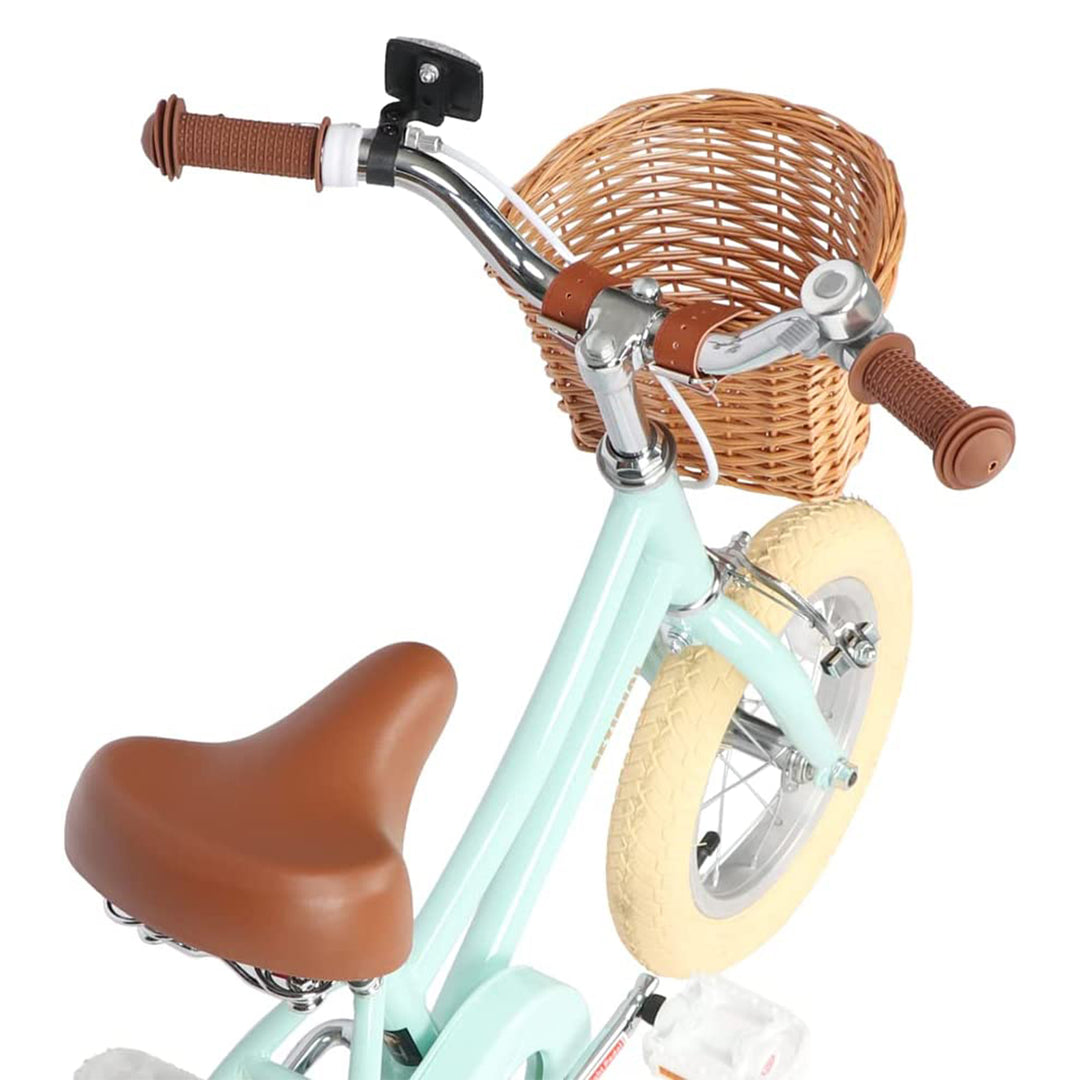 Petimini 12" Child Bicycle with Basket, Bell, & Training Wheels, Mint (Open Box)