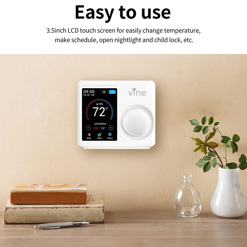 Vine Wi Fi 7 Day and 8 Period Programmable Smart Home Thermostat, 5th Gen