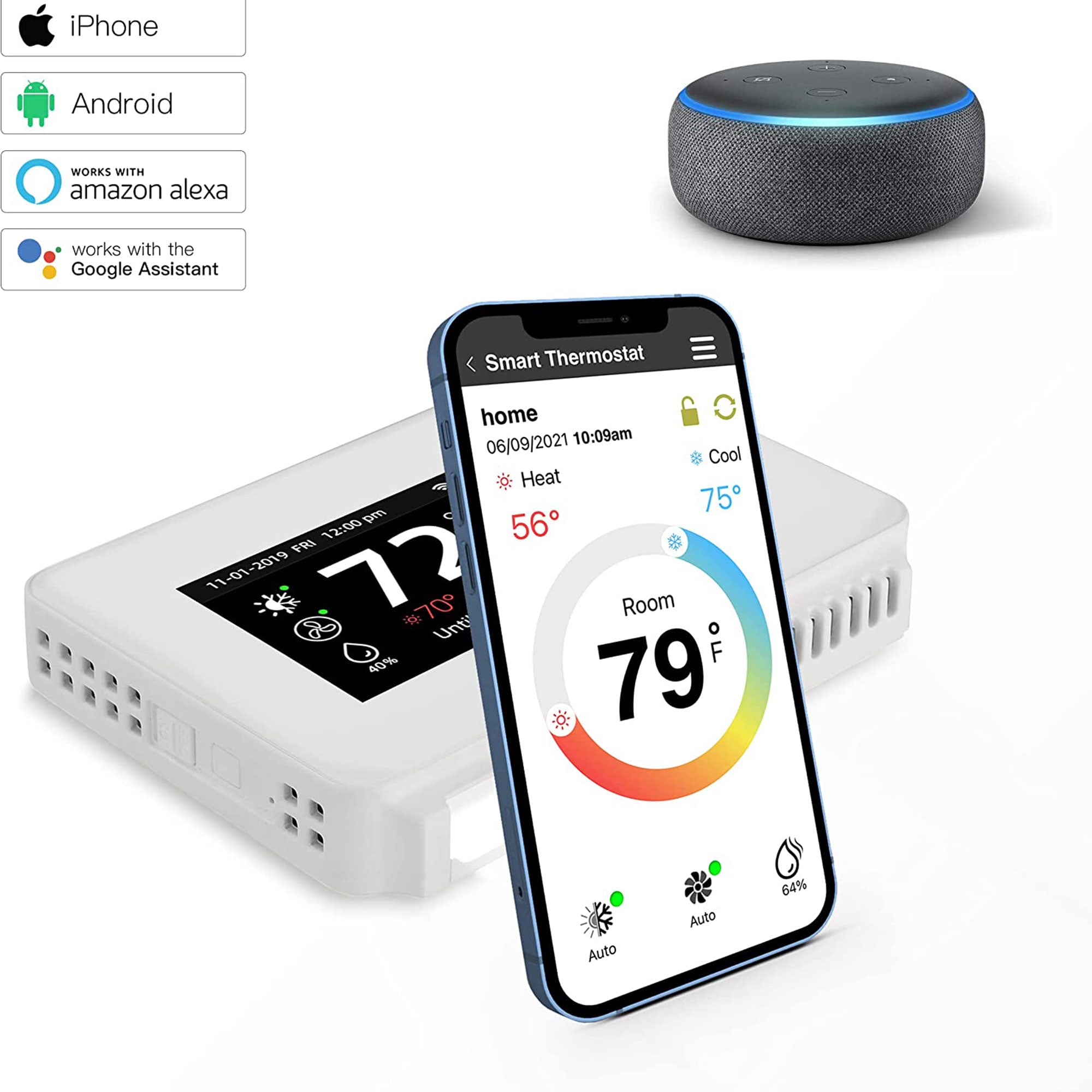 Vine TJ-225 Wi Fi 7 Day and 8 Period Programmable New Gen Smart Home Thermostat - VMInnovations