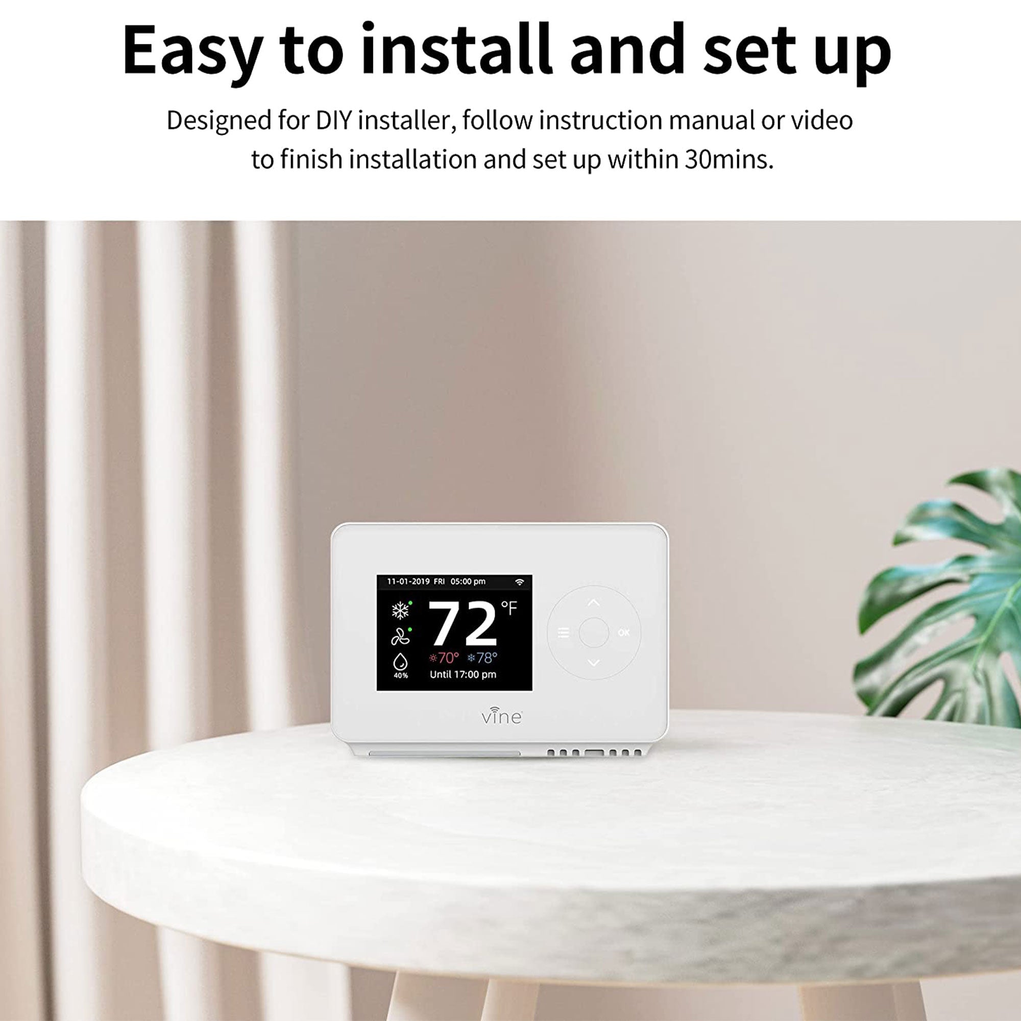 Vine TJ-225 Wi Fi 7 Day and 8 Period Programmable New Gen Smart Home Thermostat - VMInnovations