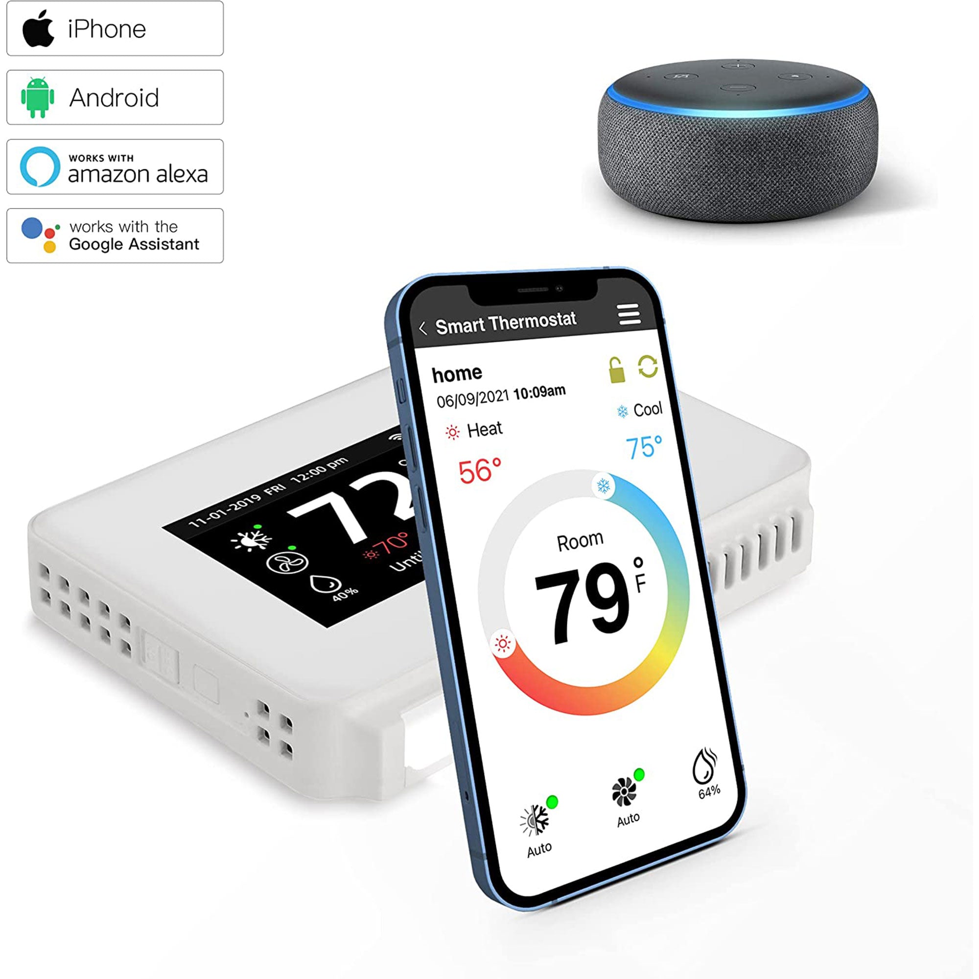 Wi Fi 7 Day and 8 Period Programmable New Gen Smart Home Thermostat (Open Box) - VMInnovations